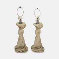 Pair of Trompe l'Oeil Draped Table Lamps, c. 1980