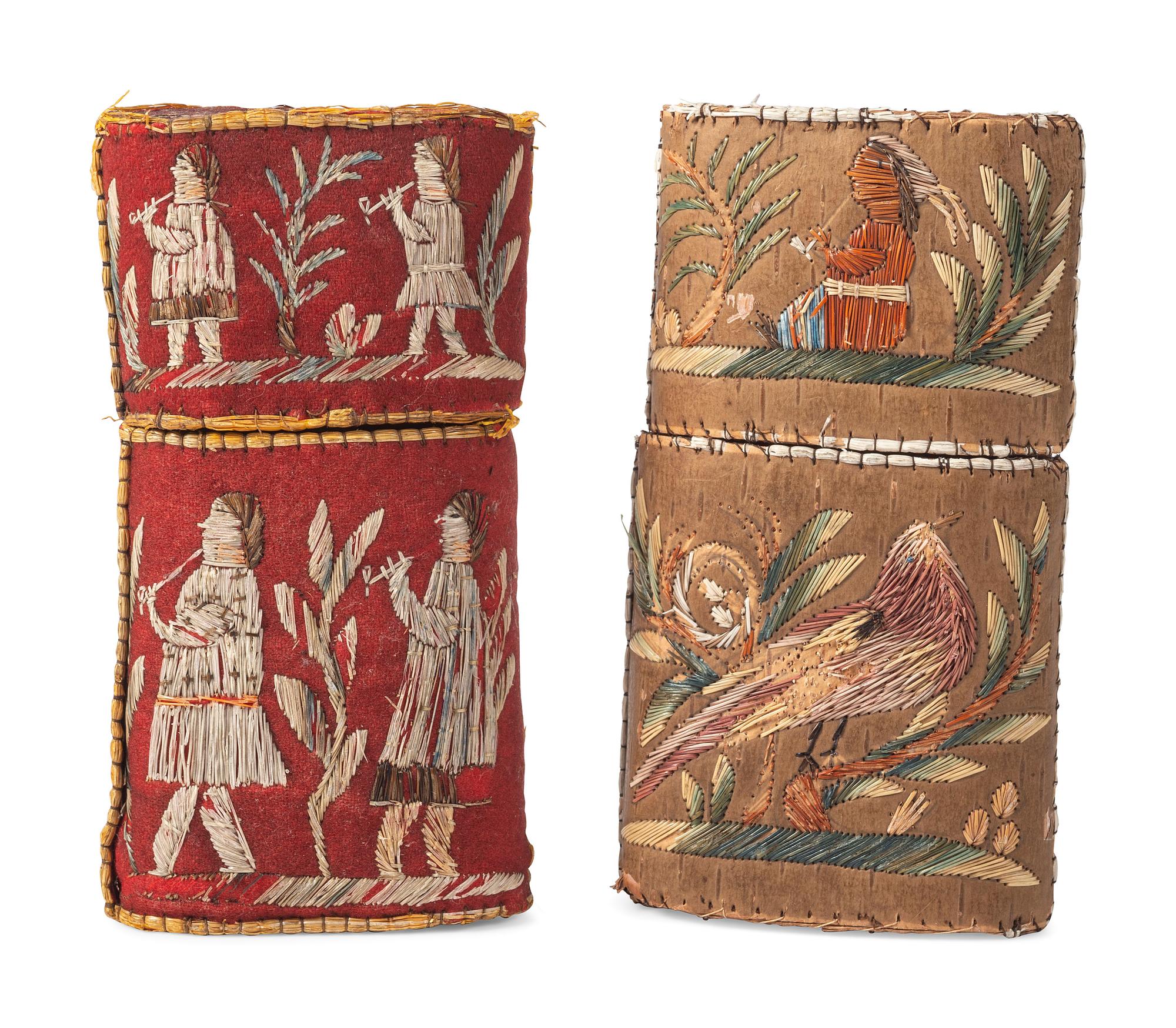 Huron Moosehair Embroidered Birchbark Cigar Cases