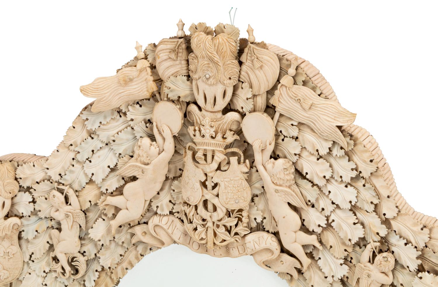 A Pair of Continental Carved Bone Mirrors
