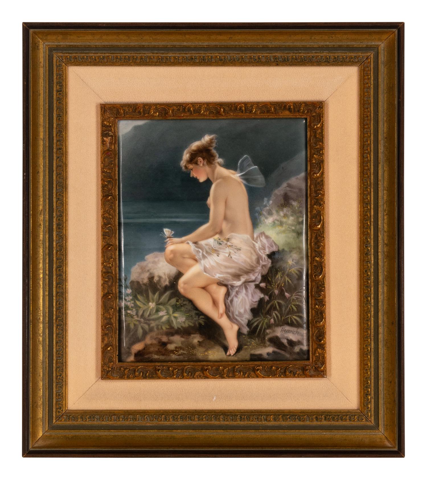A Painted Porcelain Plaque After Wilhelm Kray