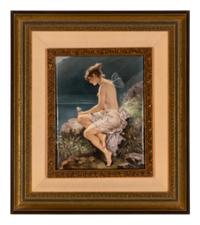 A Painted Porcelain Plaque After Wilhelm Kray