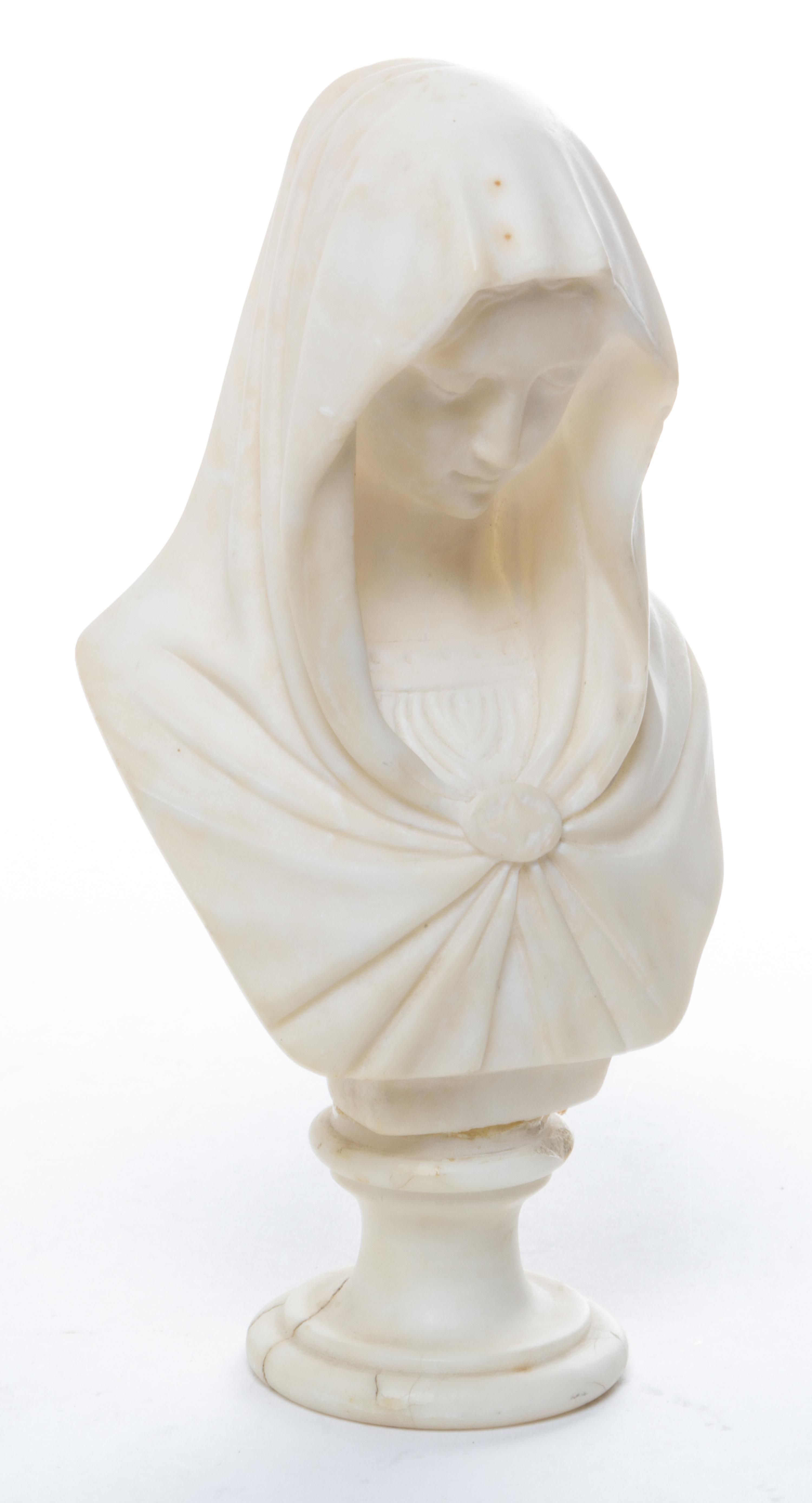 A Continental Alabaster Bust Height 8 7/8 inches. — 19TH/20TH CENTURY