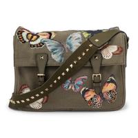 VALENTINO, ROCKSTUD BUTTERFLY CANVAS MESSENGER BAG