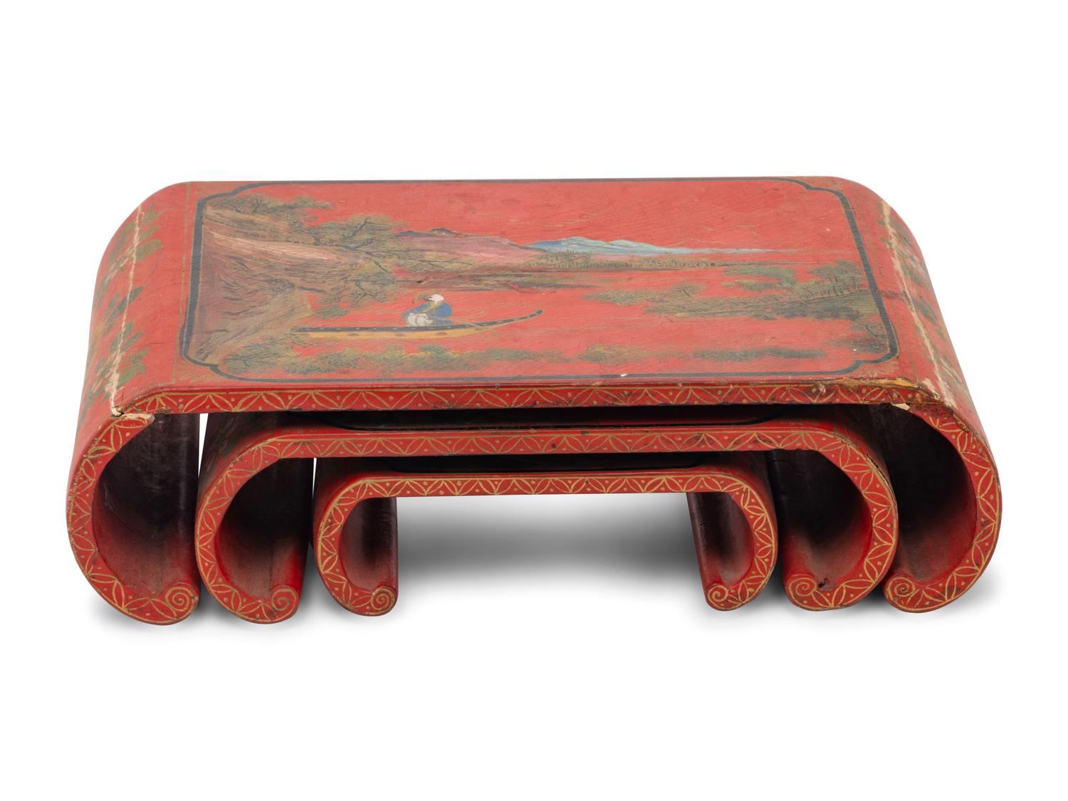 Three Chinese Gilt and Polychrome Lacquered Stands