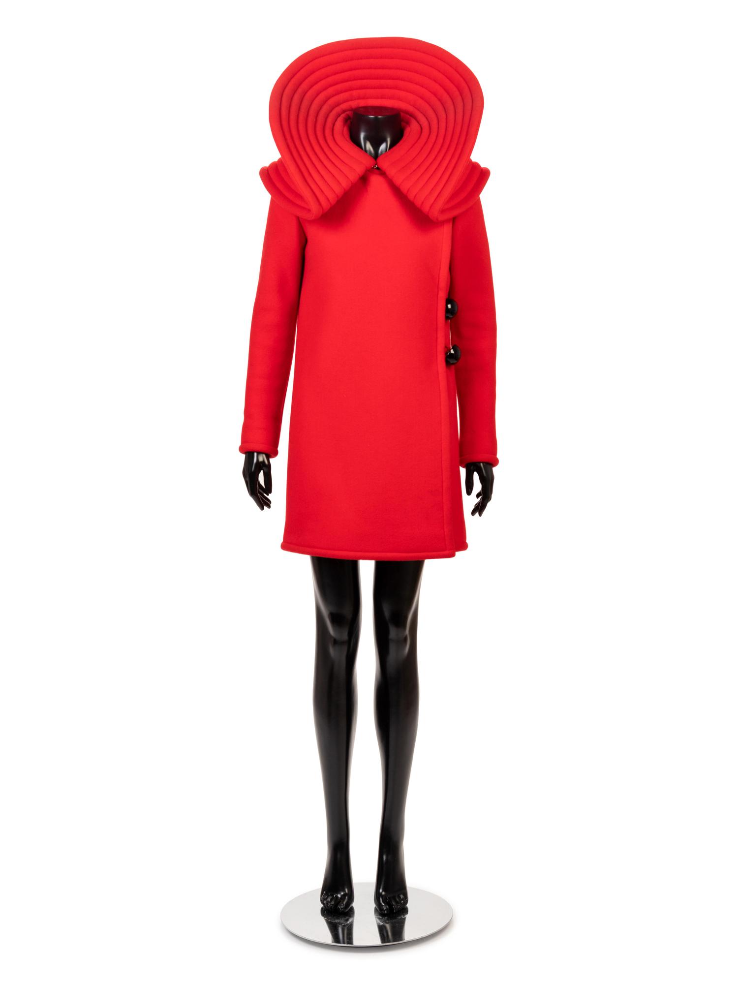 Pierre Cardin Red Wool Coat, 1960s