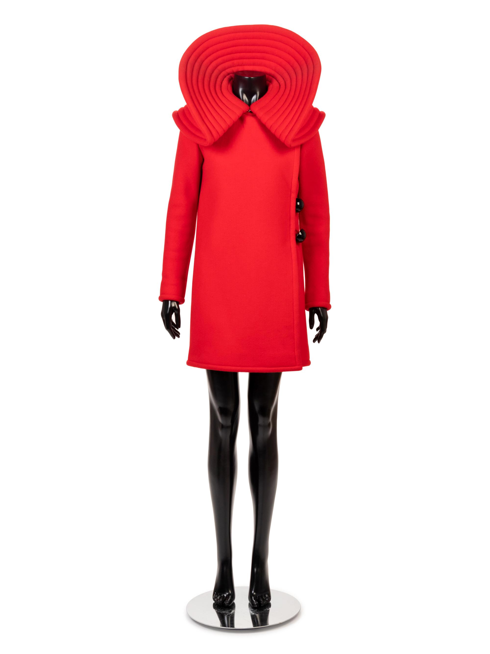 Pierre Cardin Red Wool Coat, 1960s