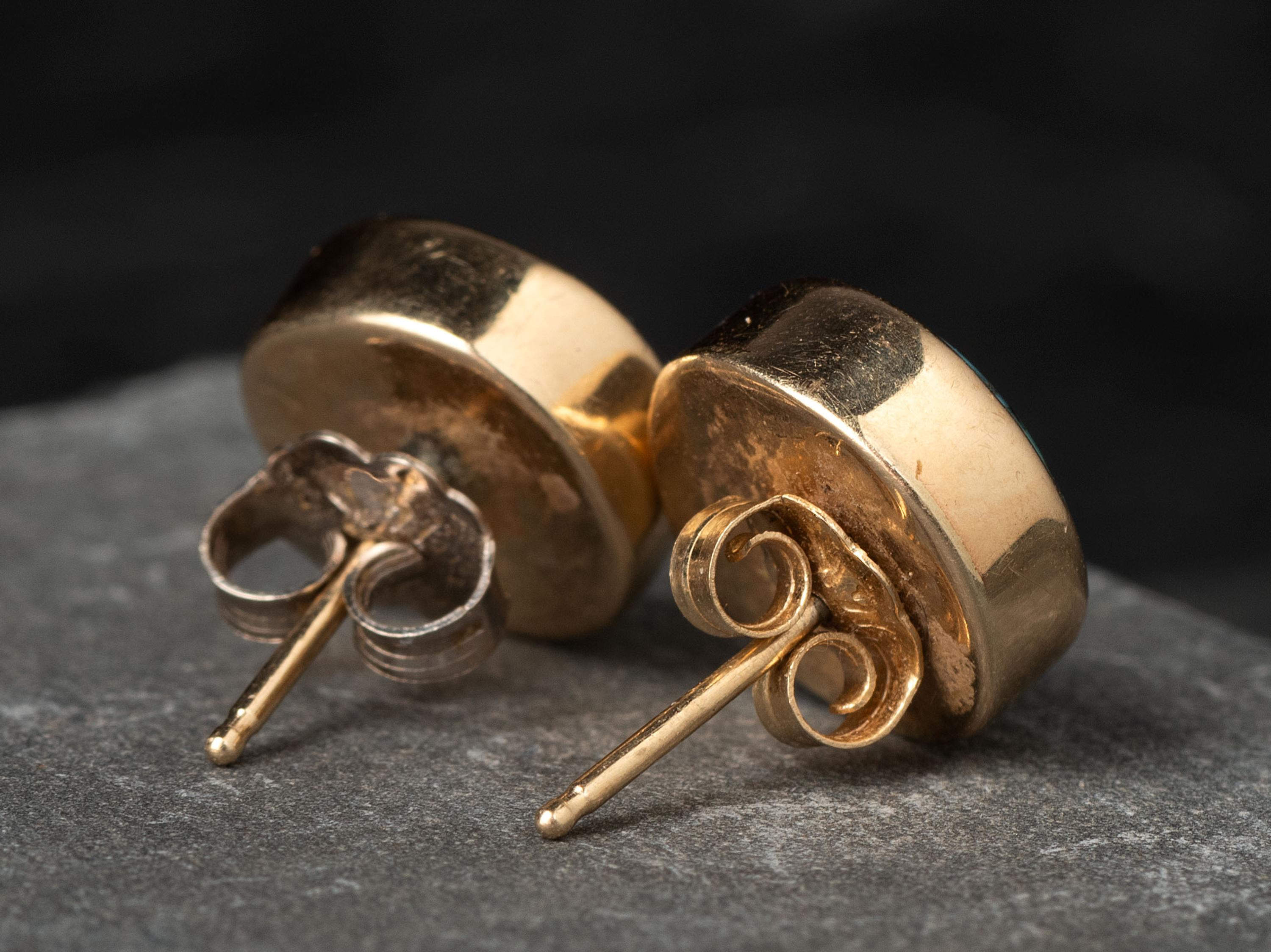 Southwestern 14K Gold and Turquoise Post Earrings