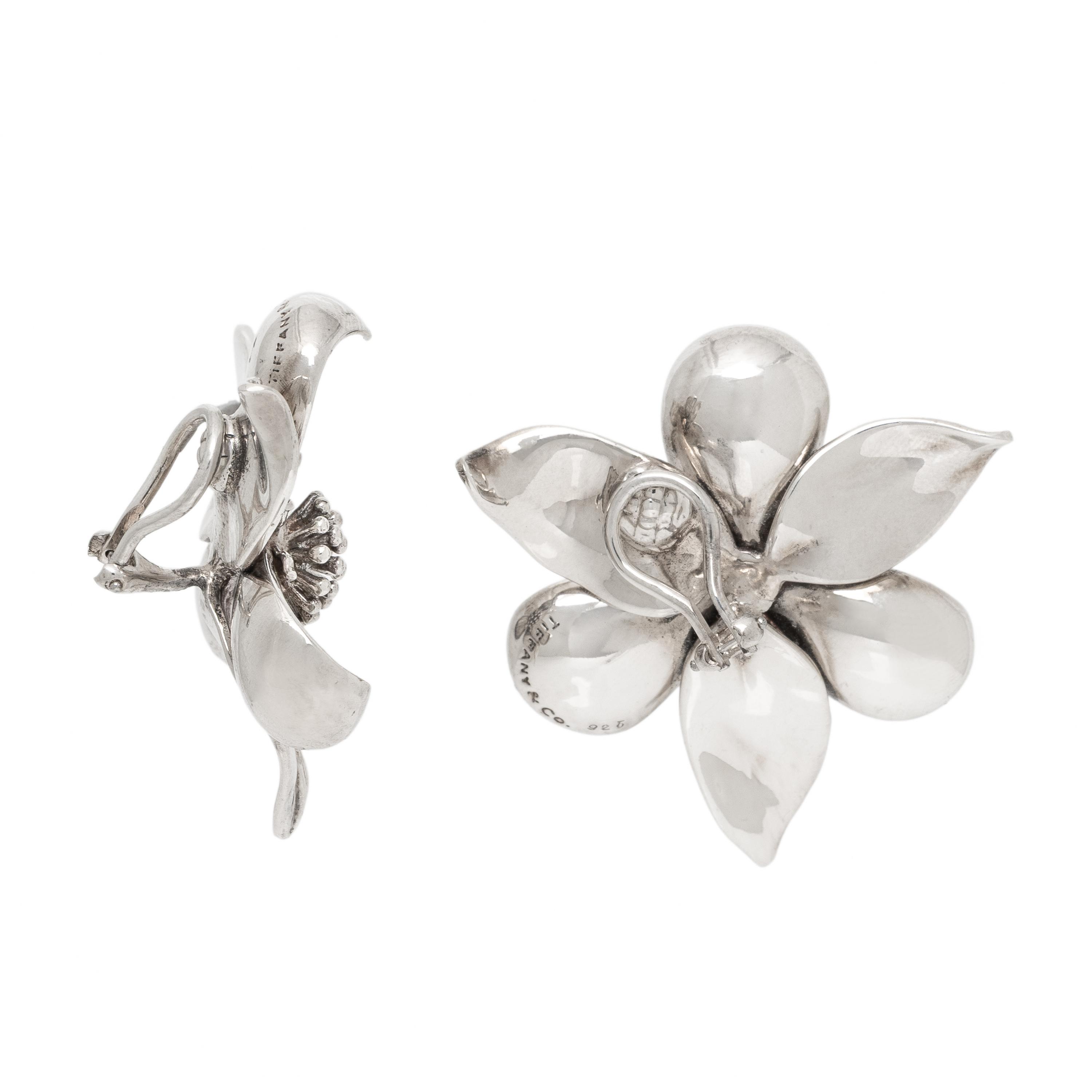 Tiffany & Co., Sterling Silver Flower Earrings