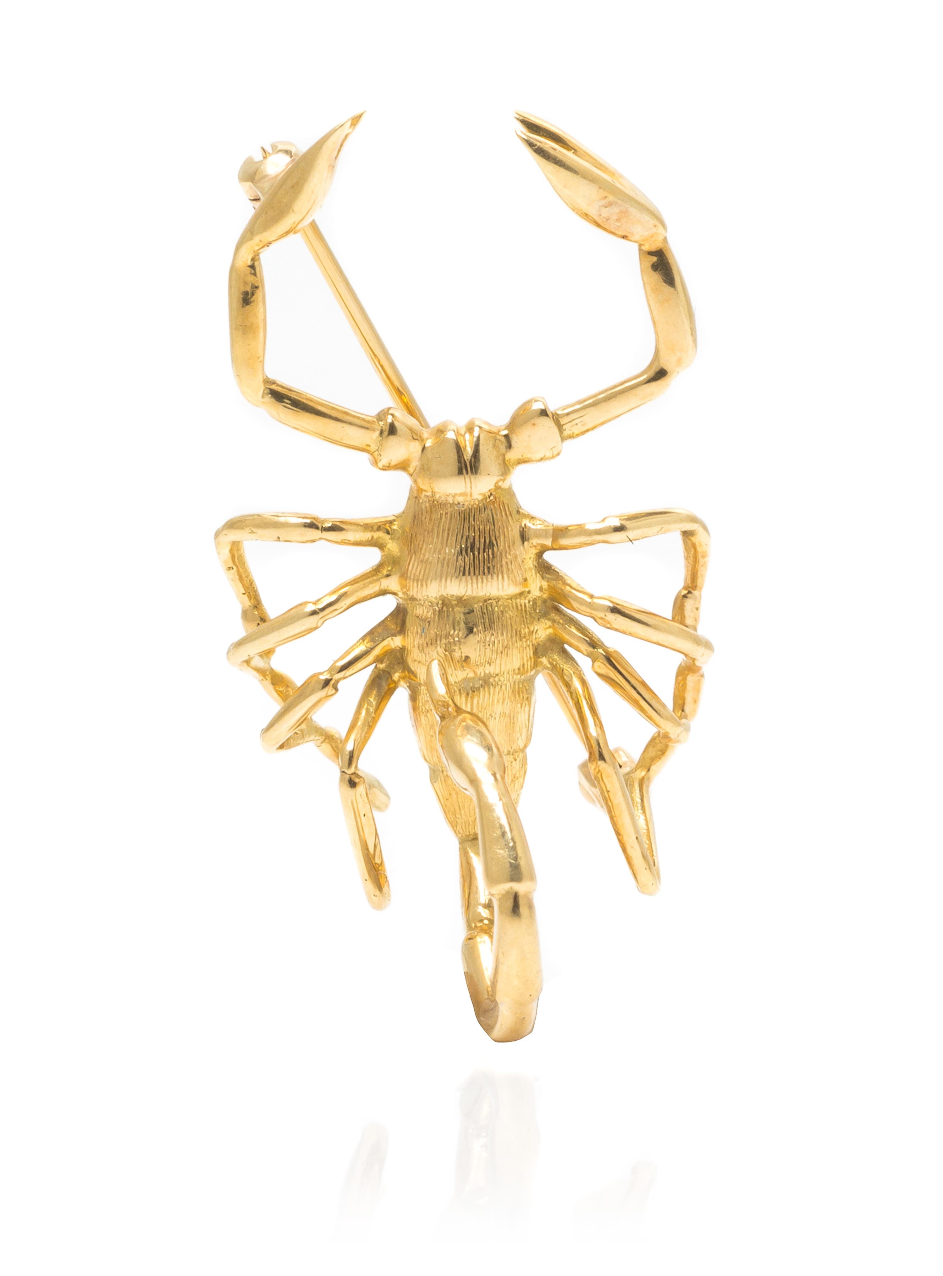 A Yellow Gold Scorpion Motif Brooch, 5.30 dwts.