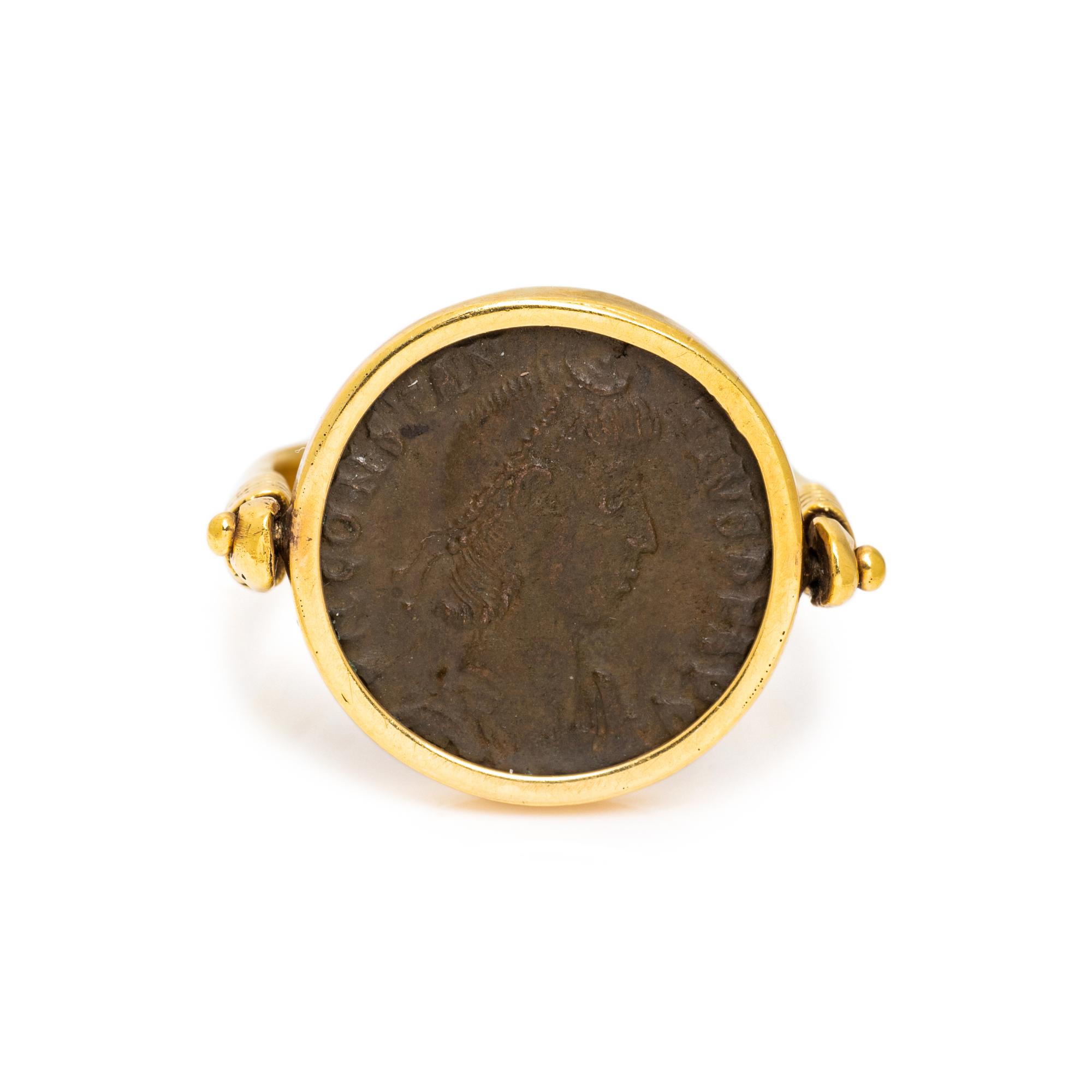 YELLOW GOLD AND ANCIENT ROMAN COIN RING