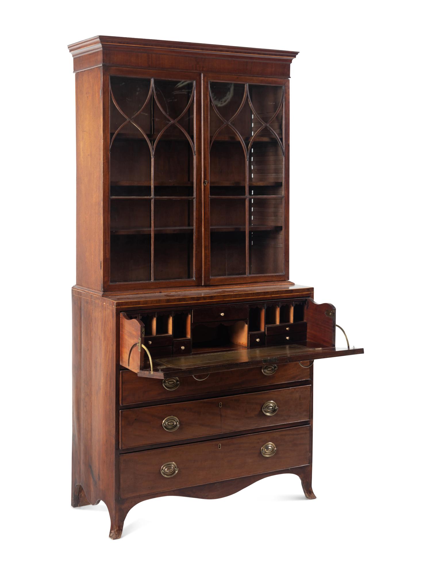 A George III Mahogany Bureau Bookcase