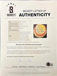 A 500 Home Run Club Signed Autograph Baseball - 10 Signatures (Beckett Authentication Services)