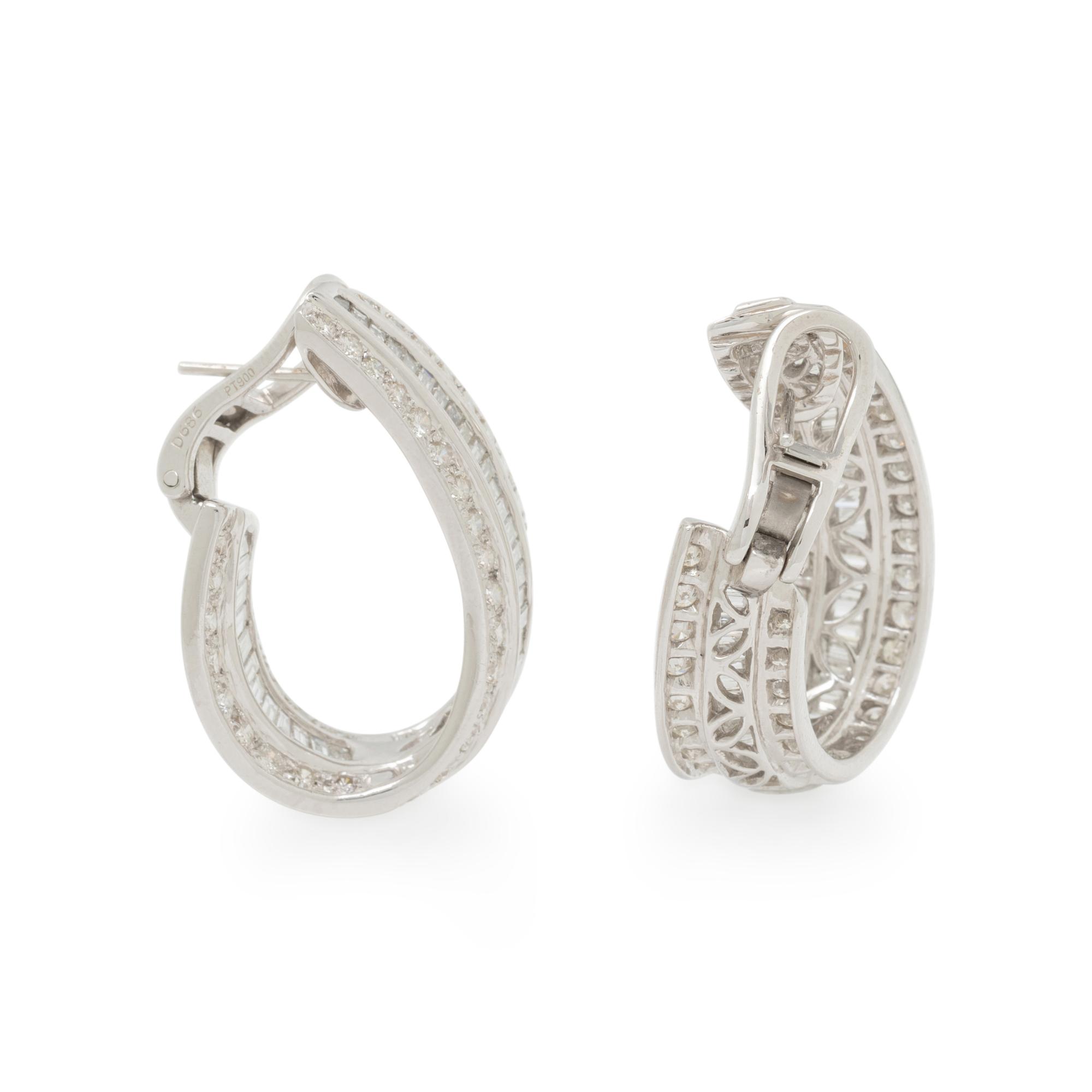 Platinum and Diamond Hoop Earrings