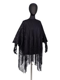 Yves Saint Laurent, Black Fringed Silk Poncho