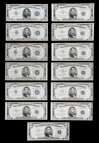 A Group of Thirteen United States $5 Silver Certificates