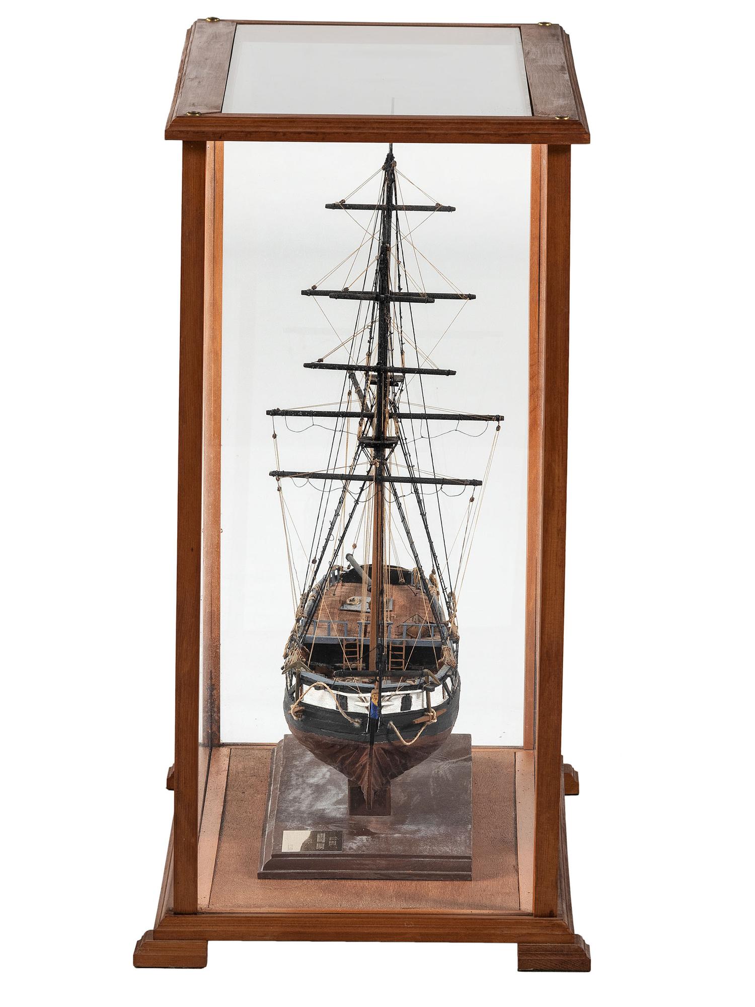 A Painted Wood Cased Scale Model of the U.S. Brig President Adams