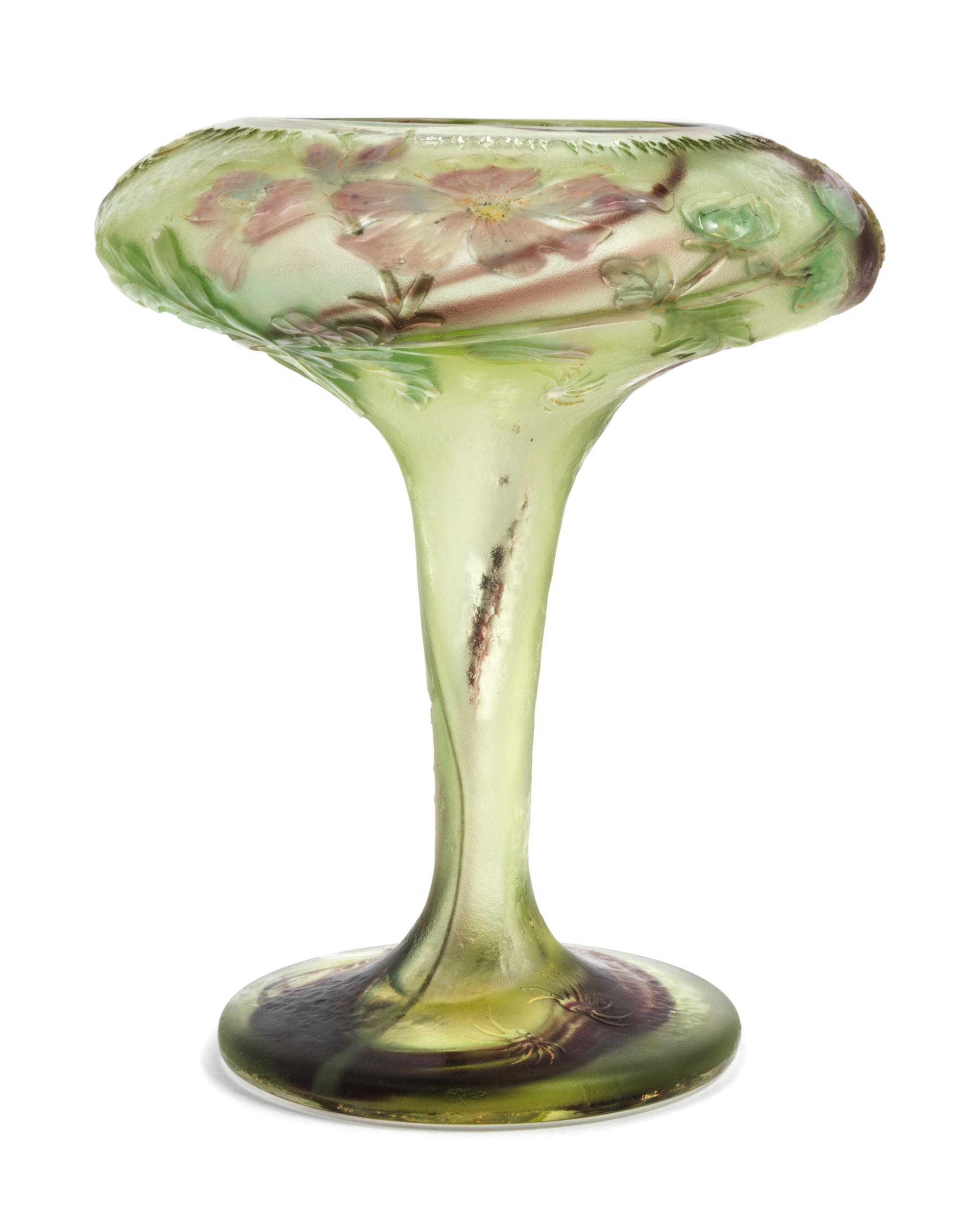 Burgun & Schverer, EARLY 20TH CENTURY, a cameo glass compote, with floral decoration