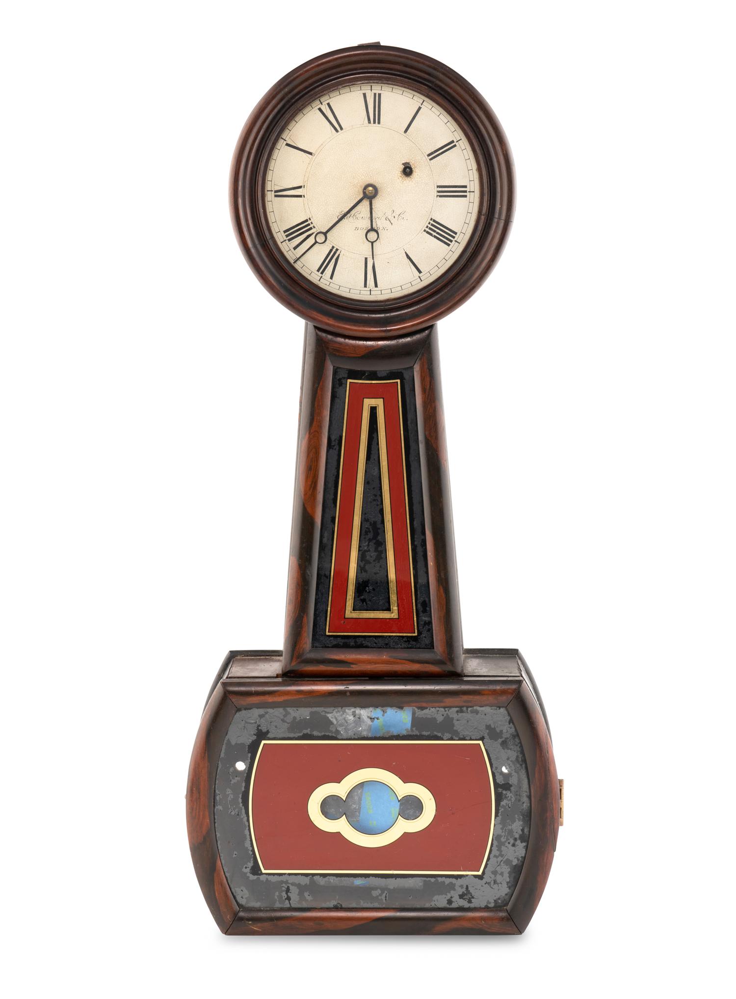 A Grain Painted and Eglomise Banjo Clock