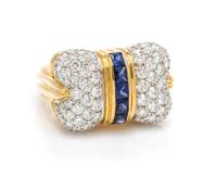 An 18 Karat Yellow Gold, Platinum, Sapphire and Diamond Ring, Chaavae, 11.90 dwts.