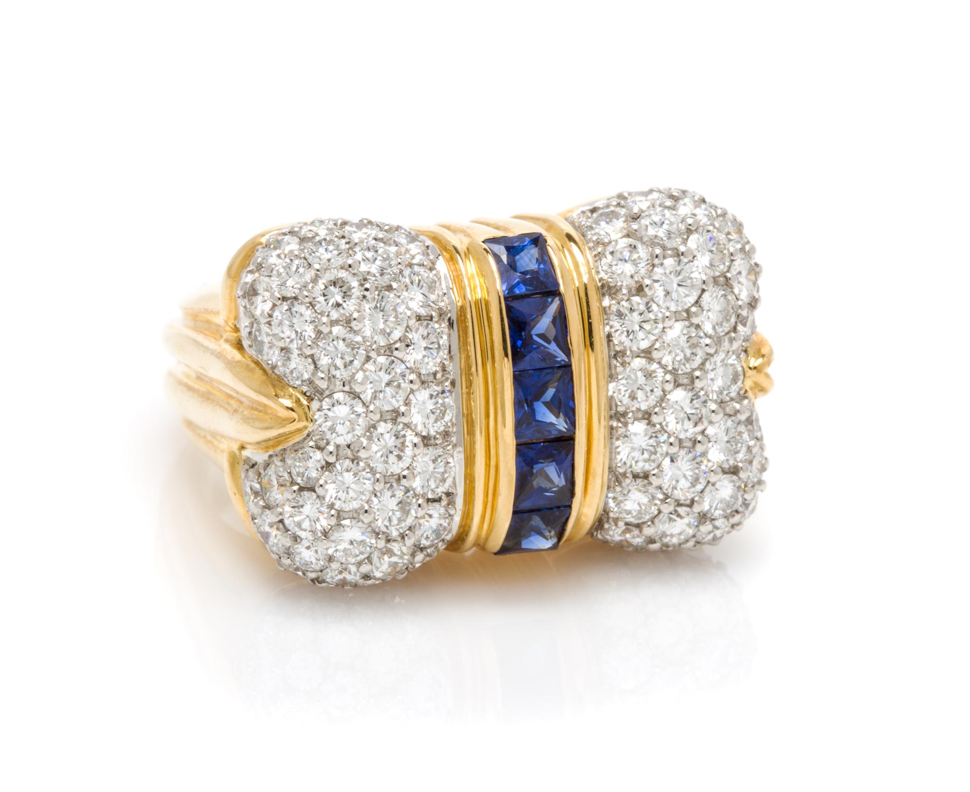 An 18 Karat Yellow Gold, Platinum, Sapphire and Diamond Ring, Chaavae, 11.90 dwts.