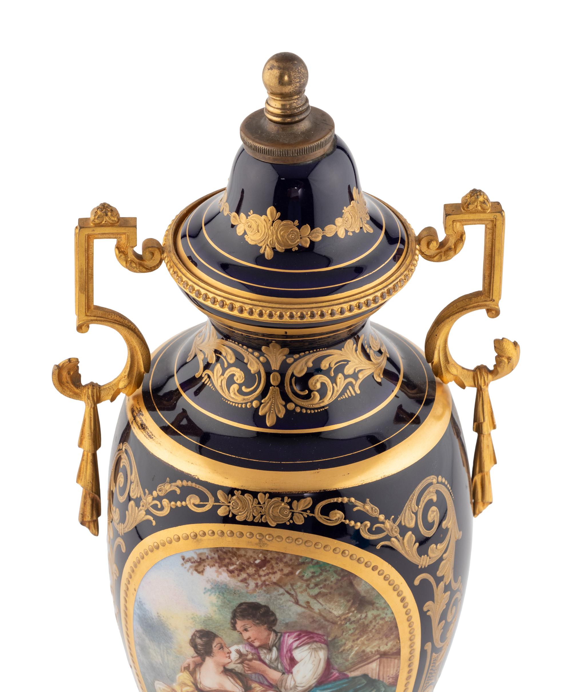 A Gilt Bronze Mounted Sèvres Style Porcelain Urn