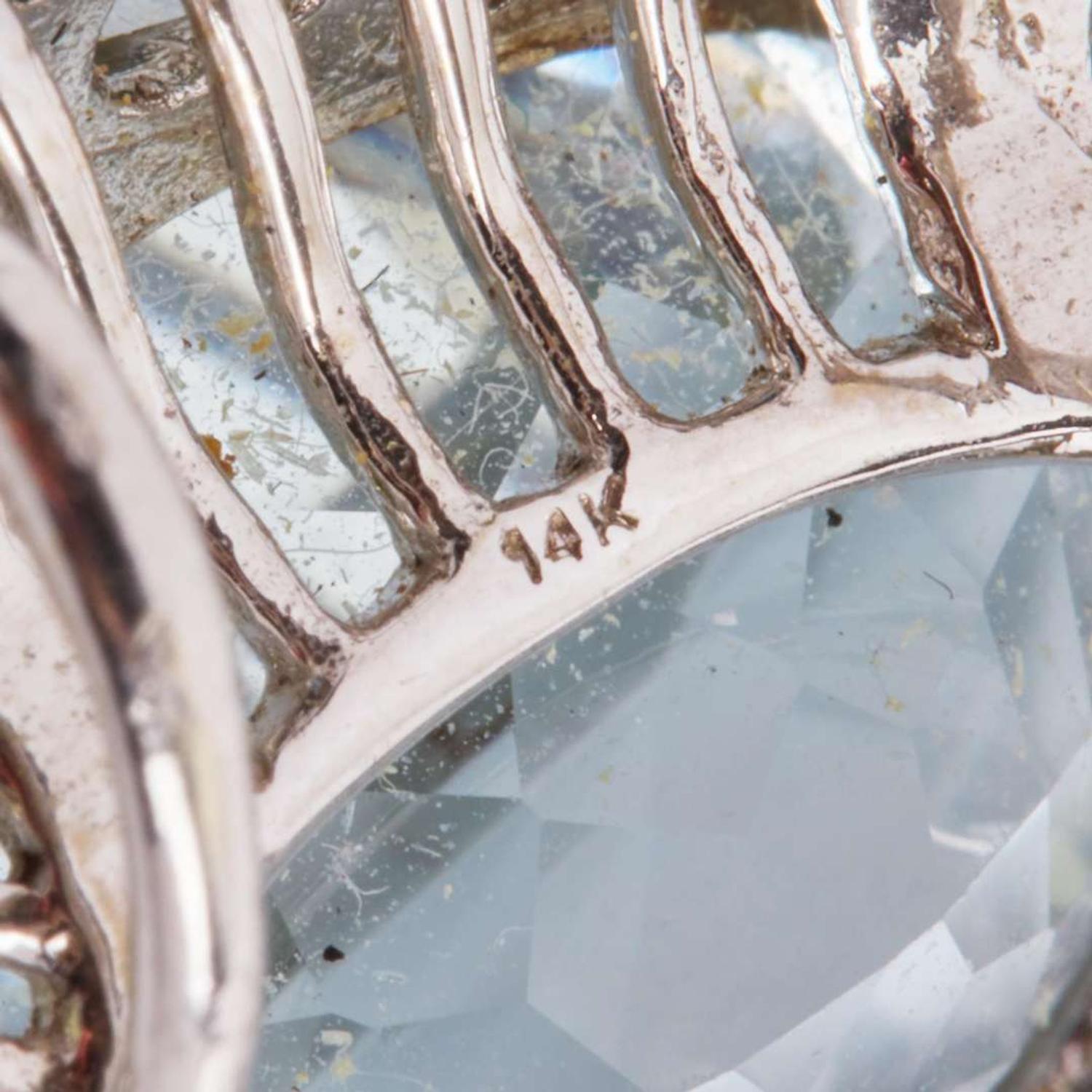 A Matching 14K White Gold and Gemstone Pendant and Ring