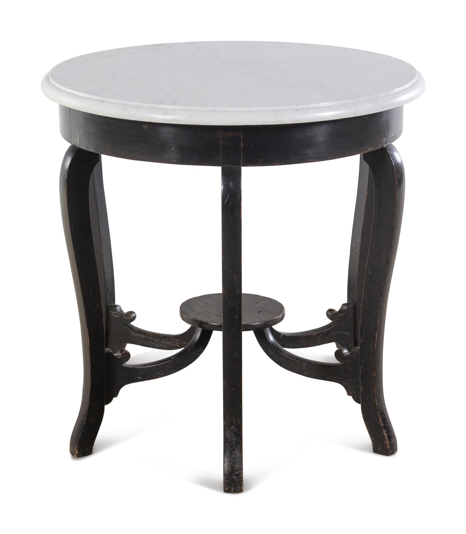 A Chinese Painted Marble-Top Side Table