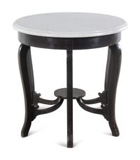 A Chinese Painted Marble-Top Side Table