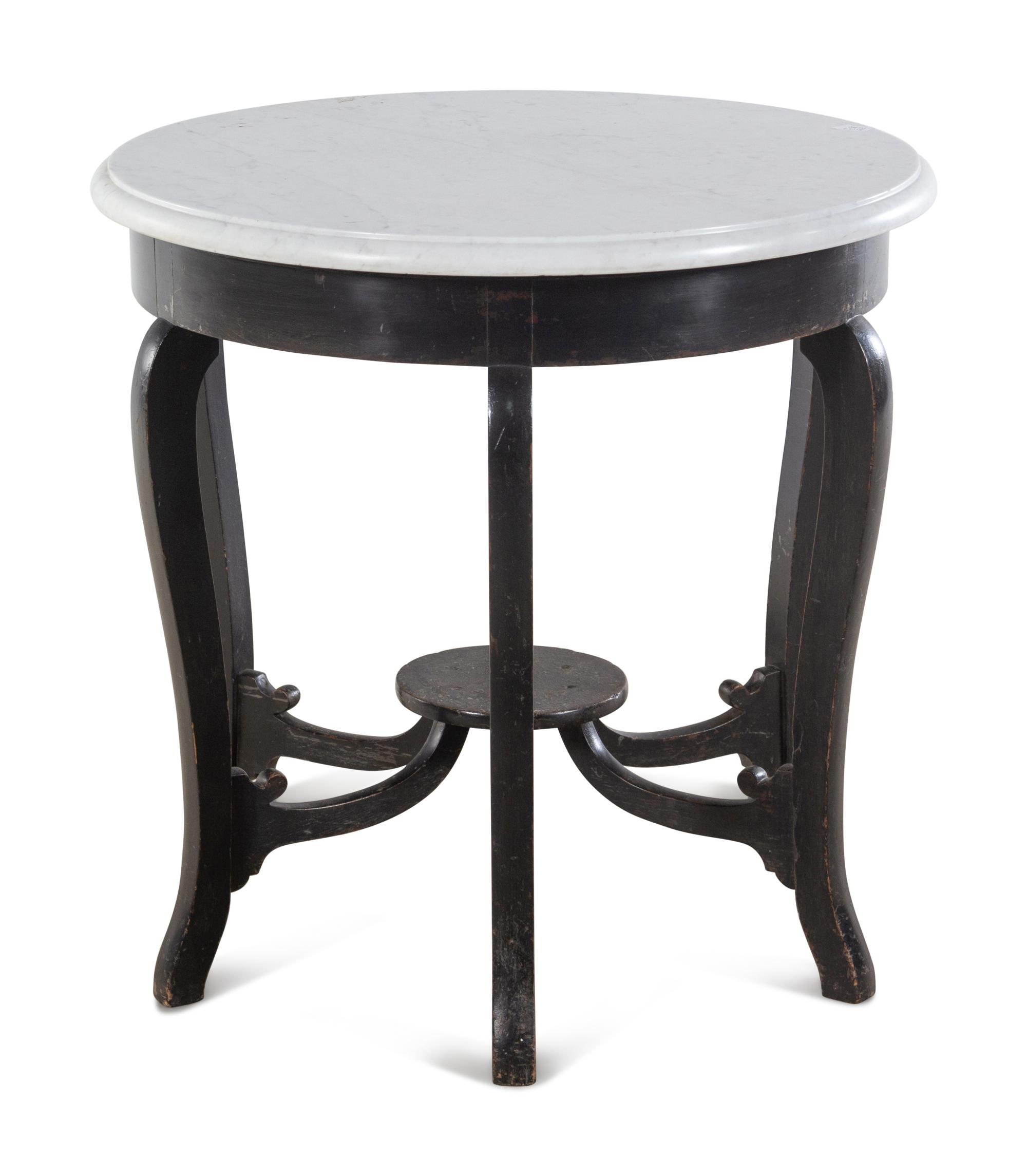A Chinese Painted Marble-Top Side Table