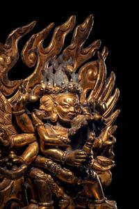 A Sino-Tibetan Gilt Bronze Figure of Hayagriva