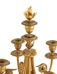 A Pair of Louis XVI Style Gilt Bronze Five-Light Candelabra