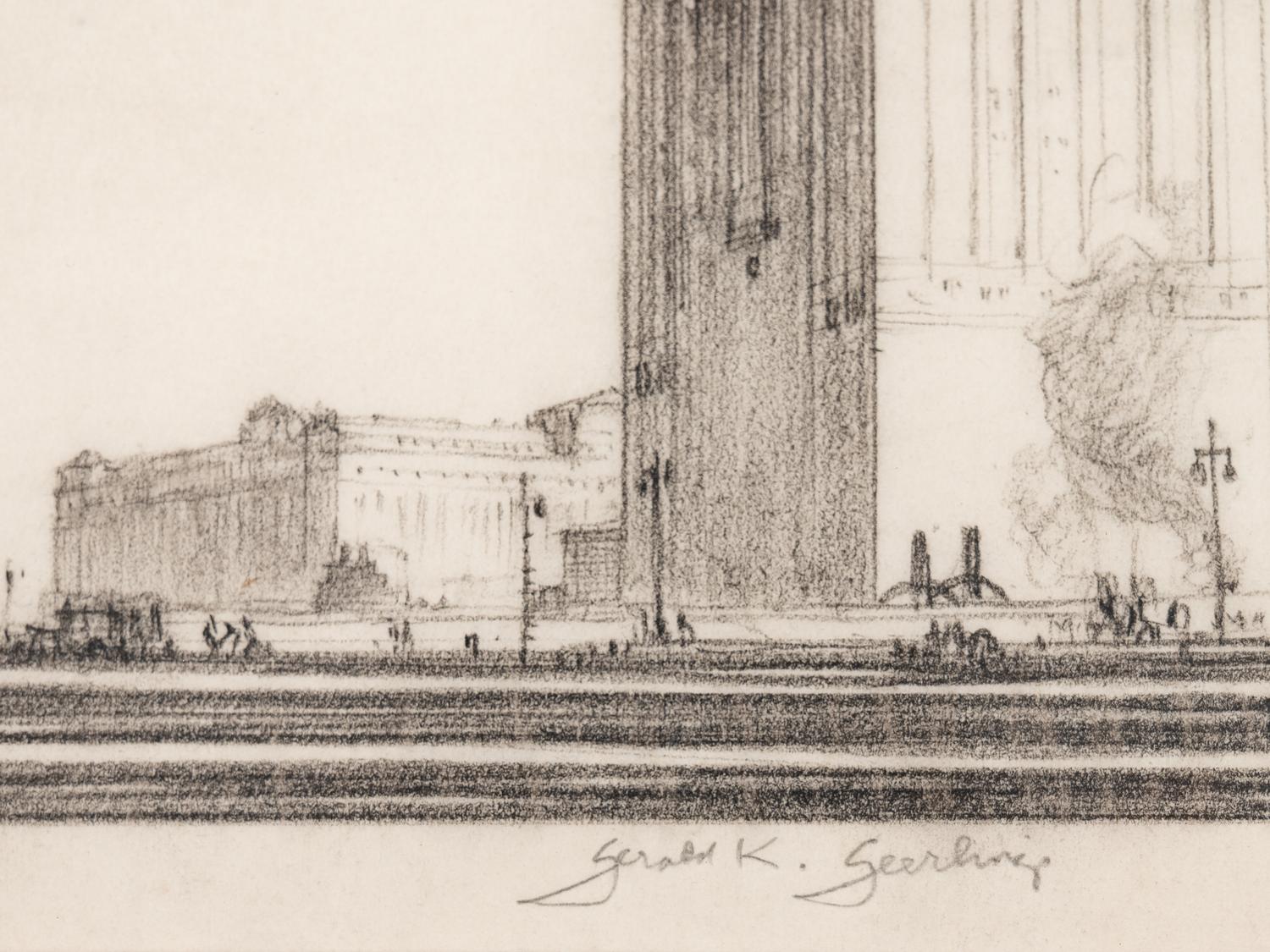 Where the West Begins (Chicago) , accompanied by two preparatory pencil sketches, 1930-32