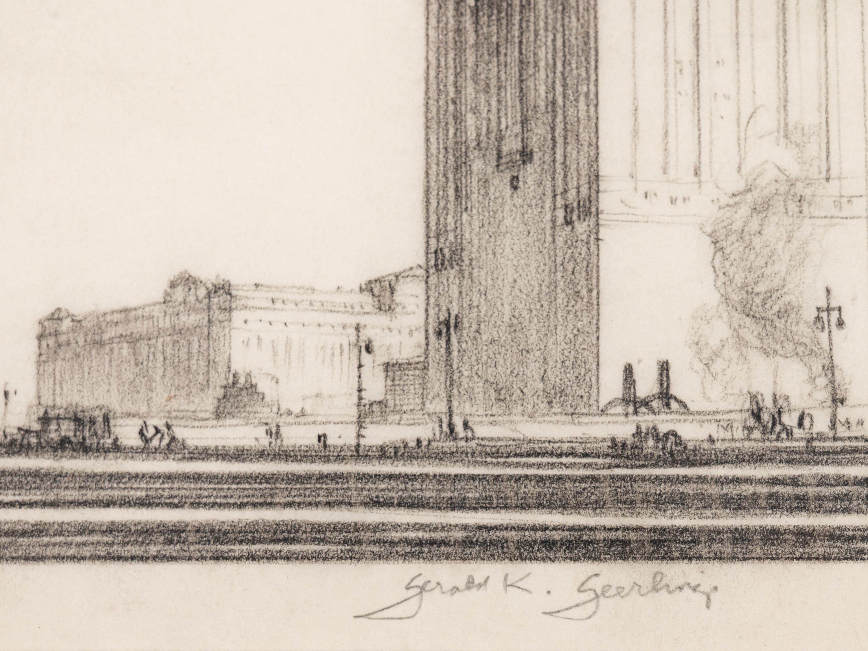 Where the West Begins (Chicago) , accompanied by two preparatory pencil sketches, 1930-32