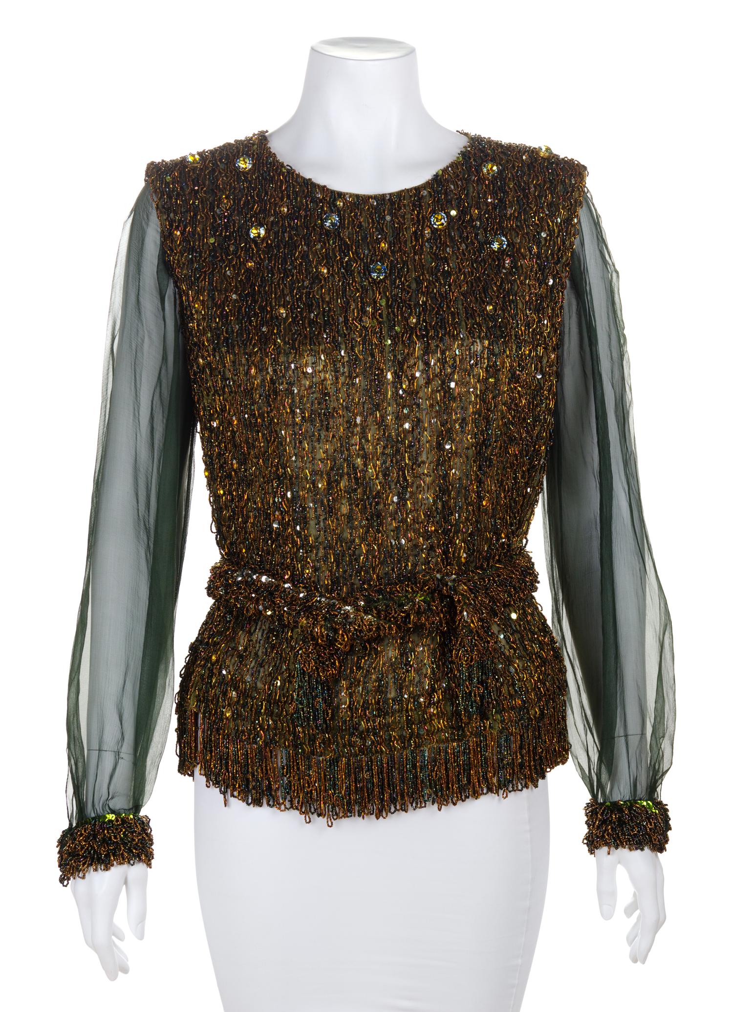 An Yves Saint Laurent Sequin Evening Blouse, No size.