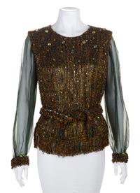 An Yves Saint Laurent Sequin Evening Blouse, No size.
