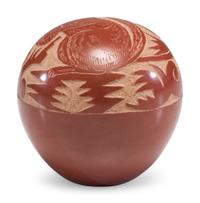 Redware Sgraffito Pottery Seed Jar