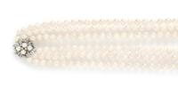 A White Gold, Diamond and Cultured Pearl Necklace, 123.90 dwts.