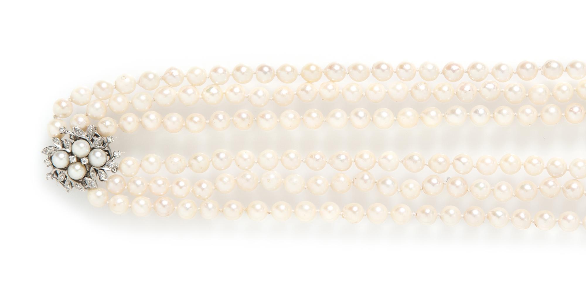 A White Gold, Diamond and Cultured Pearl Necklace, 123.90 dwts.
