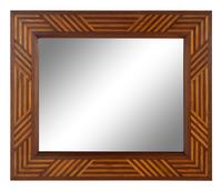 An Oak and Mahogany Parquetry Inlaid Mirror