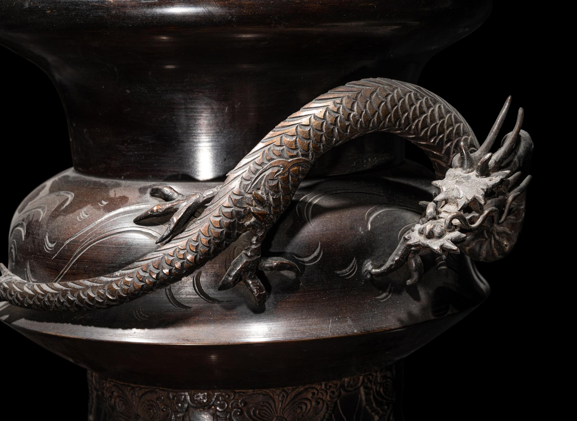 A Large Japanese Bronze Floor Vase
