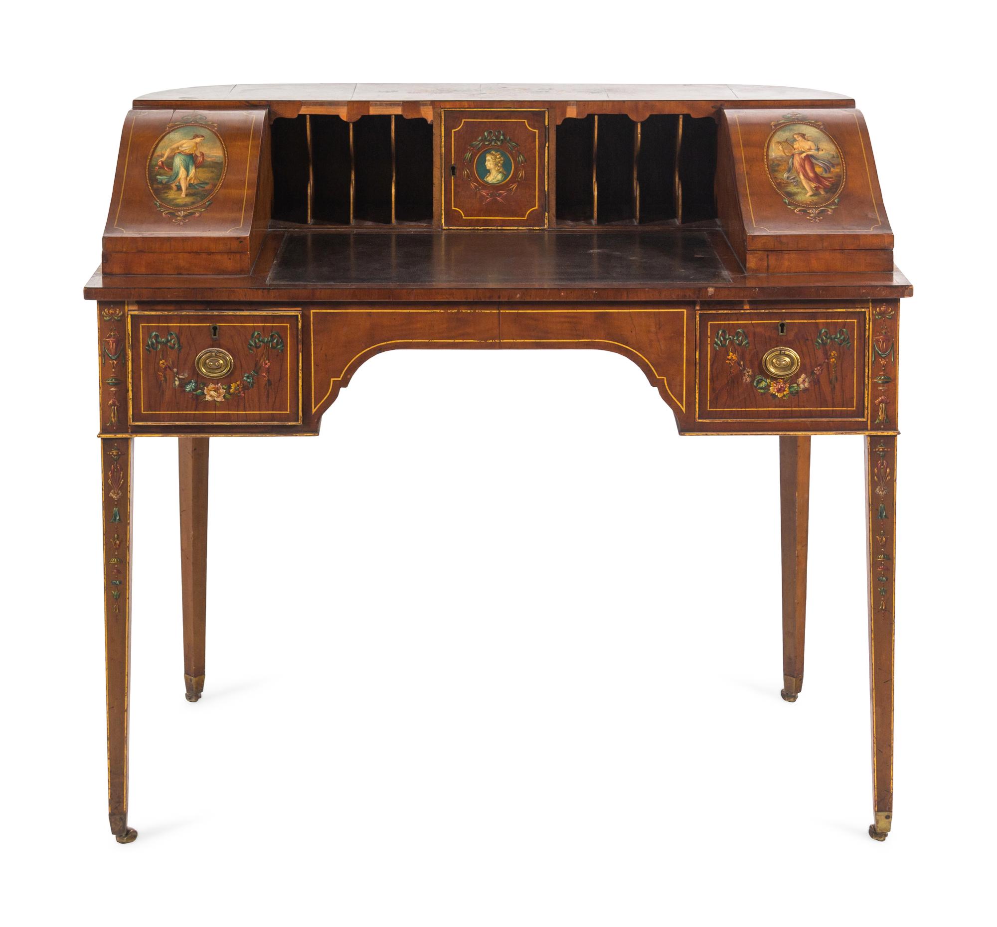 An Edwardian Painted Mahogany Carlton House Desk