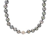 BLACK CULTURED PEARL AND DIAMOND NECKLACE