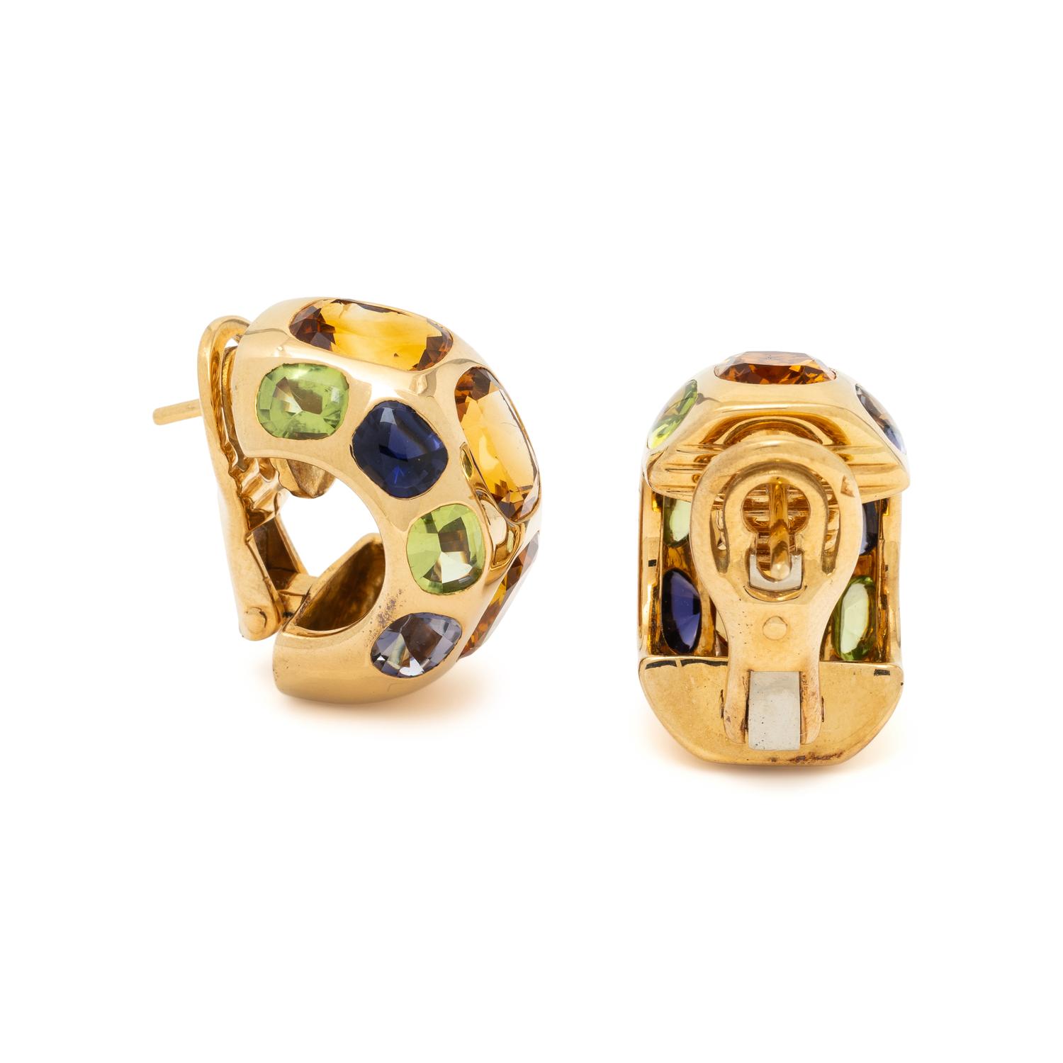 CHANEL, YELLOW GOLD AND MULTIGEM EARRINGS