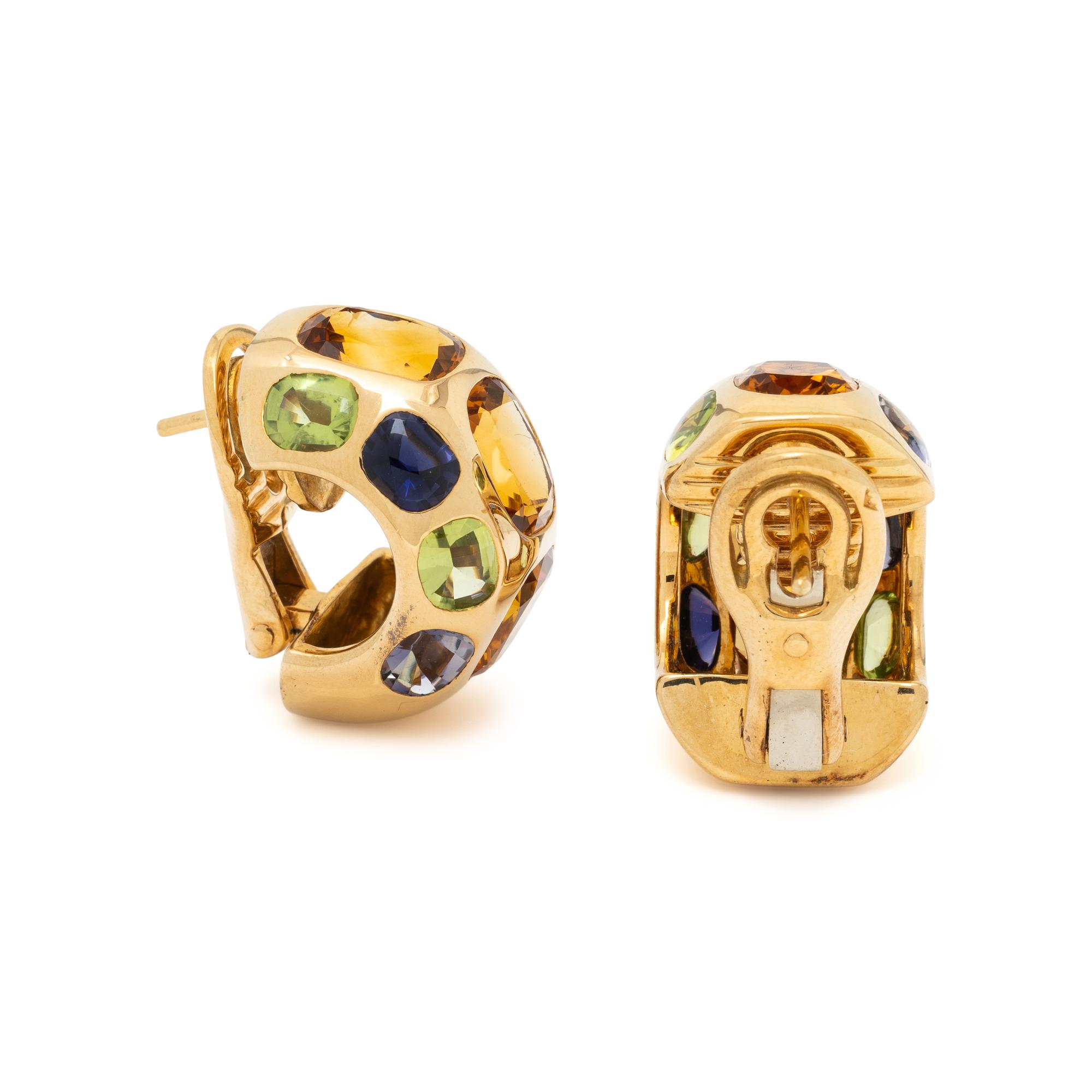 CHANEL, YELLOW GOLD AND MULTIGEM EARRINGS