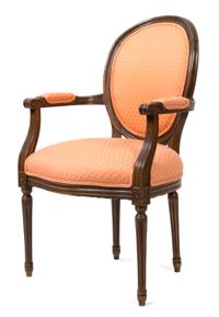 A Louis XVI Style Carved Walnut Fauteuil Height 39 1/2 inches. — 20TH CENTURY