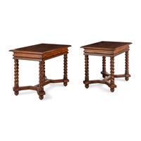 A Pair of Italian Baroque Style Walnut Side Tables