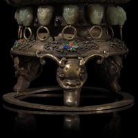 A Mongolian Jade Inset Incense Burner 蒙古式嵌玉香爐