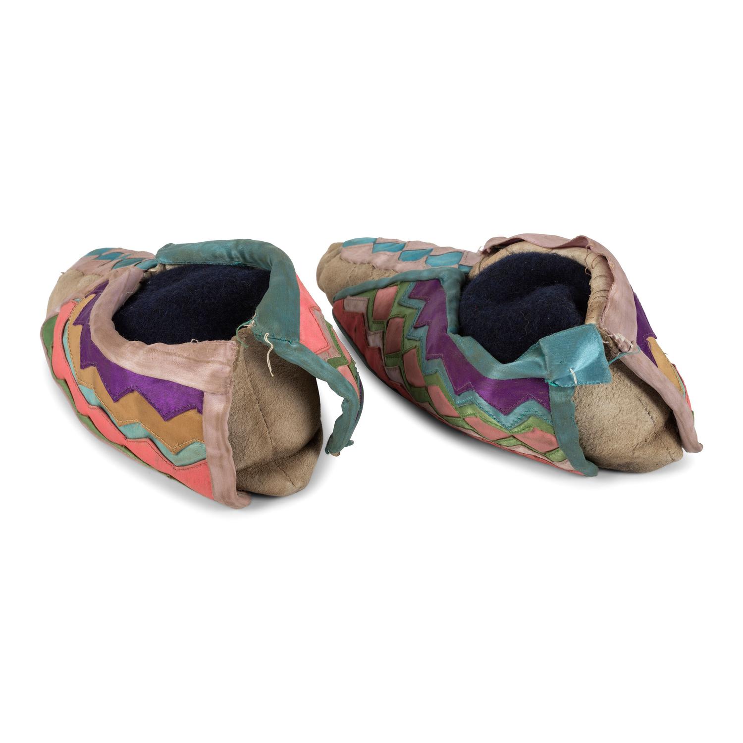 Osage Hide Moccasins, with Ribbon Work
