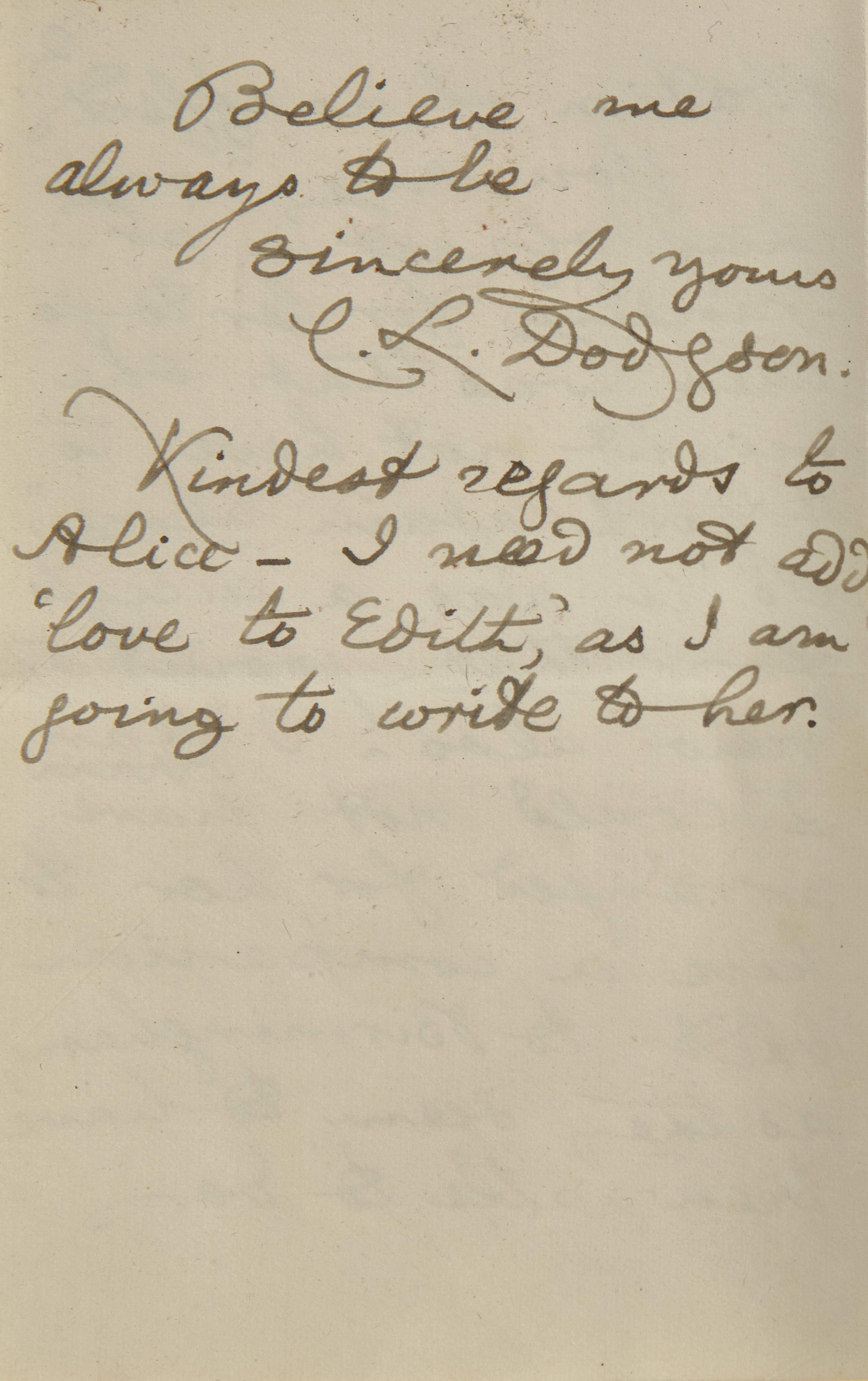 [Literature] Carroll, Lewis (Charles Lutwidge Dodgson). Autograph Letter, signed