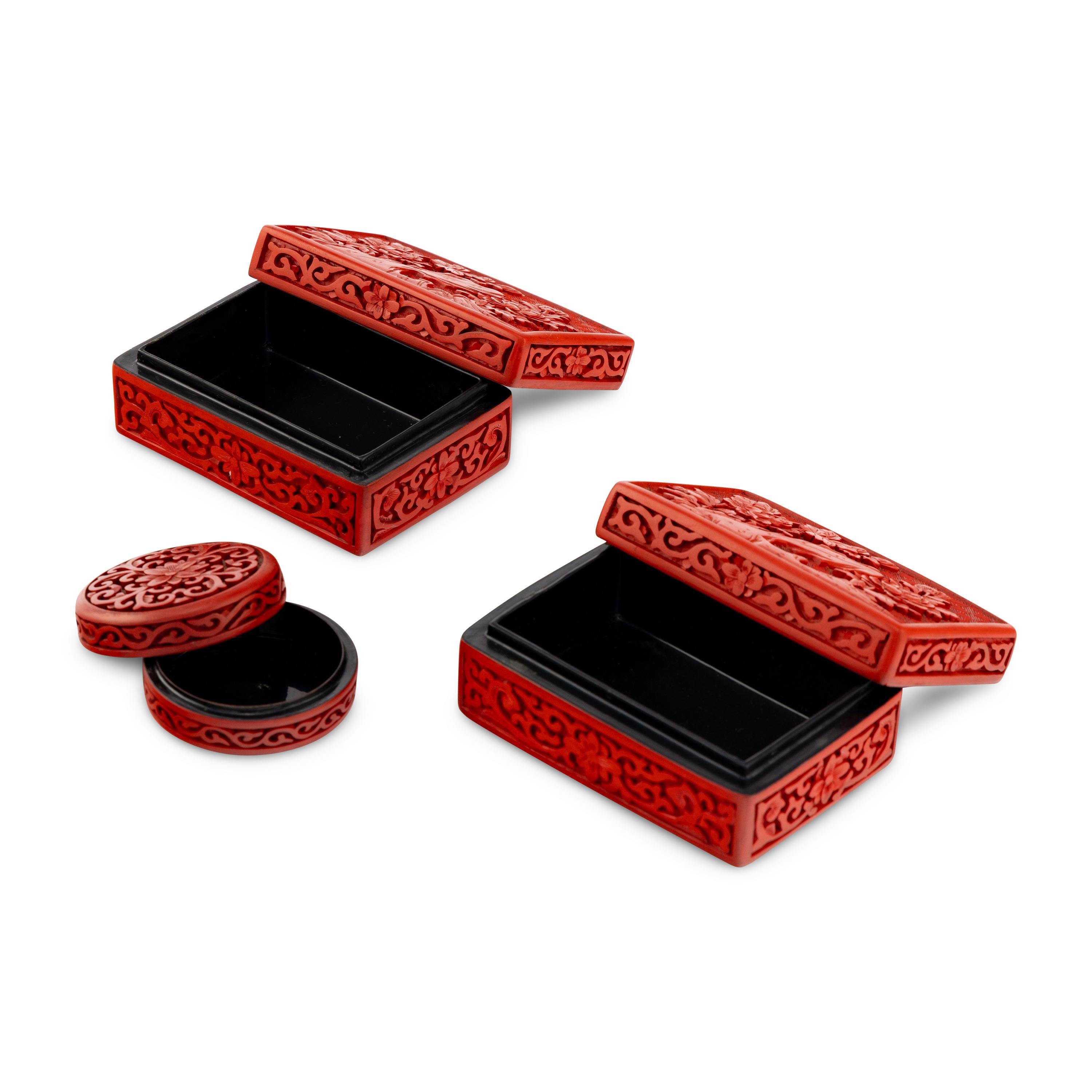 A Group of Three Chinese Carved Lacquer Boxes
